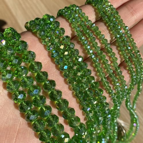 Songxi 6mm Faceted Rondelle Glass Beads for Jewelry Making 240PCS, Crystal Glass Beads DIY Arts and Crafts, for Bracelet Necklace, Birthday Gifts for Women (Green AB Color) - color: Green, size: 6mm