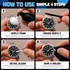 Watch Cleaning & Polishing Kit - Ultra-Gentle Micro-Foam Deep Cleans Bracelets, Cases & Bezels - All-in-One Kit: Cleaner, Brushes, Cloths, Swabs, Polishing & Dusting Tools for Watches & Jewelry