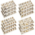 Junkin 12 Pcs Jewelry Tray Velvet Stackable Jewelry Organizer Trays Divided Earring Accessories Storage Containers Box (Rose Red) - color: Beige