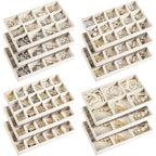 Junkin 12 Pcs Jewelry Tray Velvet Stackable Jewelry Organizer Trays Divided Earring Accessories Storage Containers Box (Rose Red) - color: Beige
