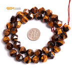 GEM-Inside Natural 10mm Yellow Tiger Eyes Gemstone Loose Beads Faceted Cambay Crystal Energy Stone Power for Jewelry Making 15" - color: Yellow Tiger Eye, size: 10mm