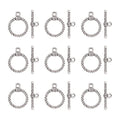 Pandahall 10 Sets Antique Silver Tibetan Alloy Toggle Clasps Round Bracelet Jewelry Clasp Connectors for Necklace Bracelet Jewelry Making