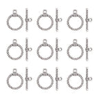 Pandahall 10 Sets Antique Silver Tibetan Alloy Toggle Clasps Round Bracelet Jewelry Clasp Connectors for Necklace Bracelet Jewelry Making