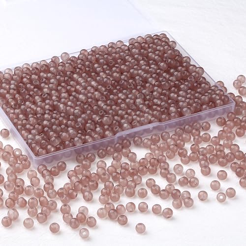 500Pcs Brown Glass Beads for Jewelry Making Kit, 6mm Round Beading Supplies Glass Crystal Beads for Bracelet DIY Crafts Kits Earring Necklaces(Brown) - color: Brown
