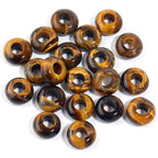 20Pcs Natural Tiger Eye Large Hole Beads, 8x14mm Rondelle Gemstone Spacer Beads 6mm Big Hole for Jewelry Making, Beading Bracelets, Macrame & Hair Braiding - color: Yellow Tiger Eye