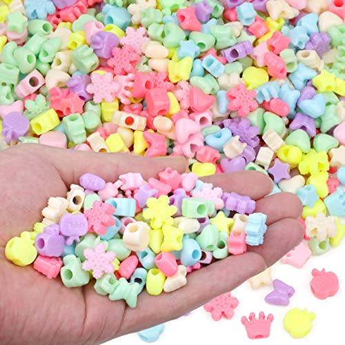 Star Heart Butterfly Candy Pony Beads Shapes for Jewelry Making Valentine's Day Plastic Beads for Friendship Bracelets DIY Necklace Party Decoration Supplies - color: Multicolour Multi-Shapes 2