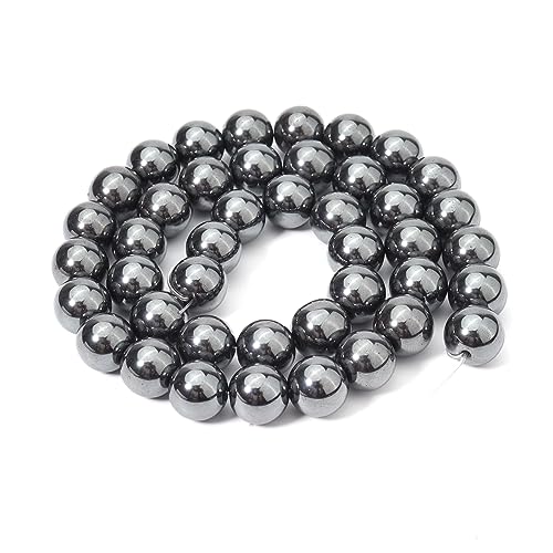 45pcs 8mm Natural Black Hematite Beads Energy Healing Crystal Round Loose Stone Beads for Jewelry Making, DIY Bracelets Necklaces - color: Black Hematite, size: 8mm