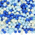 1 Box 500Pcs Frosted Acrylic Beads 8mm Matte Blue Beads Small Round Ball Opaque Bubblegum Rubberized Imitated Silicone Smooth Loose Spacer Bead for Jewelry Making Bracelet Necklace DIY Crafts - color: Blue