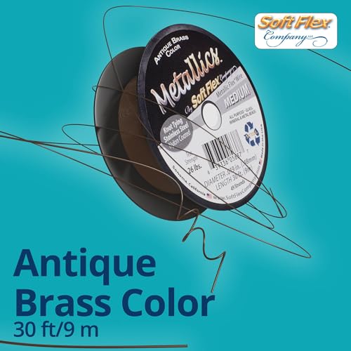 Soft Flex 49 Strand Beading Wire - Medium 0.19 Diameter - 30 Feet Nylon Design Wire - style: Antique Brass