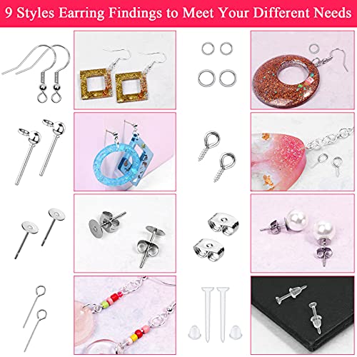 Cludoo Earring Making Kit - 2393 Pcs Hypoallergenic Earring Hooks, Posts, Backs, Studs & Tools for Jewelry DIY Making & Repair