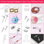 Cludoo Earring Making Kit - 2393 Pcs Hypoallergenic Earring Hooks, Posts, Backs, Studs & Tools for Jewelry DIY Making & Repair