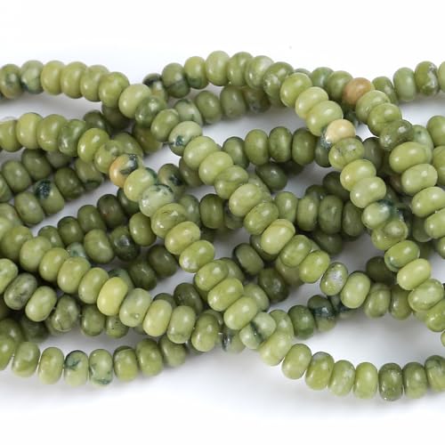 5x8mm 76pcs Natural Stone Chinese Green Jade Rondelle Spacer Loose Beads Abacus Disk Stone Round Loose Gemstone Beads for Jewelry Making DIY Bracelet Necklace - color: Chinese Green Jade, size: 5x8mm Abacus Disk