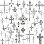 stino 100 Gram Metal Charms for Jewelry Making, Silver & Gold Plated, Bulk Pack for Bracelets, Necklaces, Crafts - color: Cross Silver