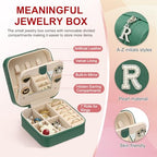 PATIKIL Travel Jewelry Case, R Initial Small Travel Jewelry Box Organizer Rings Earrings Storage Case Personalized Gifts for Women Girls Birthday Christmas Bridesmaid Gifts, Dark Green - style: R