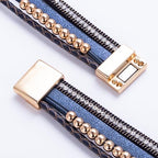 FANCY SHINY Mothers Day Gifts Boho Leather Wrap Bracelet Stackable Infinity Chunky Cuff Bracelets Western Hippie Outfits Jewelry Valentine Gifts for Women - color: Navy Blue