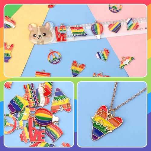 MARFOREVER 120PCS Rainbow Charms for Jewelry Making, Gay Pride Charms LGBT Colorful Enamel Charm Pendants for DIY Bracelet Necklace Earrings Making Supplies - style: LGBT