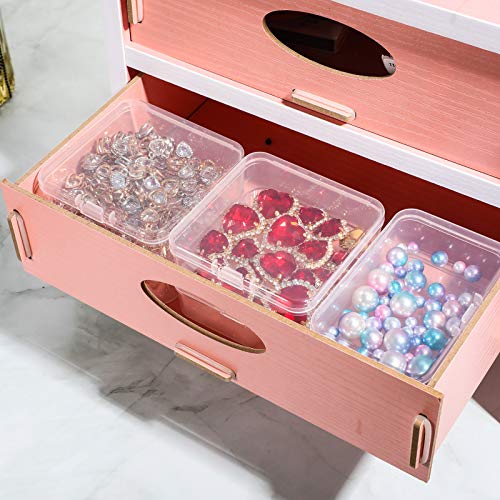 Jetec 6 Pieces Mini Plastic Clear Beads Storage Containers Box for Collecting Small Items, Beads, Jewelry, Business Cards, Game Pieces, Crafts (2.1 x 2.1 x 0.8 Inch) - size: 2.13 x 2.13 x 0.79 Inch