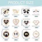 Craftdady Crystal Rhinestone Pendants Butterfly Heart Rhombus Bowknot Earring Charms Alloy Enamel Metal Pendants Light Gold Bracelet Charms for DIY Craft Necklace Jewelry Making - color: Black White Heart