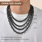 VNOX Paperclip Necklace for Men Women, 4.5/6.5/7mm Solid Diamond-Cut Chunky Stainless Steel Anchor Link Chain Mens Necklaces Jewelry Gifts, 18/20/22/24 Inchs - style: 7MM-Black