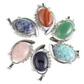 QSLLER 5PCS Natural Opal Rose Quartz Stone Pendant Agate Tiger Eye Stone Healing Crystal Charms for Jewelry Making DIY Necklace Earrings
