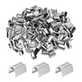 M METERXITY 100-Pack Fold Over Crimp End Caps, 0.4 x 0.2in/ 11 x 6mm Crimp Fasteners Ribbon Ends with Clamps for Jewelry Making/Leather Decor/DIY/Bracelets, Belt Buckle End Tip [Silver] - size: 0.4 x 0.2in/11 x 6mm