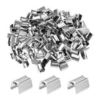 M METERXITY 100-Pack Fold Over Crimp End Caps, 0.4 x 0.2in/ 11 x 6mm Crimp Fasteners Ribbon Ends with Clamps for Jewelry Making/Leather Decor/DIY/Bracelets, Belt Buckle End Tip [Silver] - size: 0.4 x 0.2in/11 x 6mm
