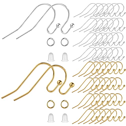 Earring Hooks, 600pcs Hypoallergenic Earrings Making kit(Silver and Gold) Earrings Finding Component Accessories,Earring Backs,Jump Rings for Jewelry Making DIY Craft