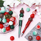 Exway 48 Pcs 20mm Red Green Acrylic Resin Rhinestone Bubblegum Beads, Round, Large, Sparkly Craft Beads for Pen, Beadable Keychain, Bracelet, Necklace, DIY Jewelry Making Supplies - color: Christmas