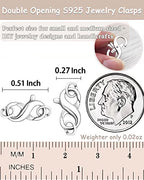 Dailyacc S925 Double Opening Lobster Clasp Sterling Silver and Gold Necklace Bracelet Extender Clasps and Closures for DIY Jewelry - color: Silver, size: 13mm × 7mm