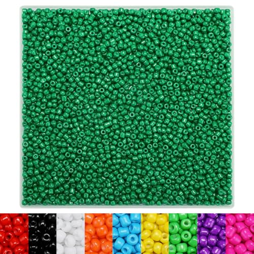 IOOLEEM Christmas Green Seed Beads, 4000+ pcs 3mm Glass Beads for Jewelry Making, Bracelets - color: Christmas Green, size: 3mm / 4000pcs