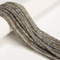 JM Design 2x4mm Natural Gray Labradorite Faceted Rondelle Beads 15.5" Strand for Jewelry Making Craft