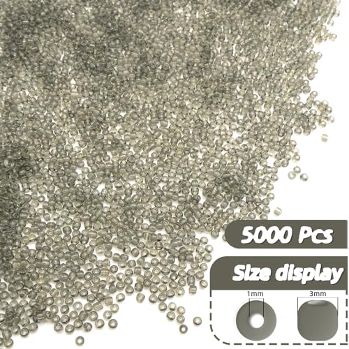 Gray Glass Seed Beads 5000 Pcs, 3mm Small Craft Pony Beads Bulk for Bracelets, DIY Necklace Ring Waist Chain - color: Gray