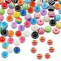 200pcs 8mm Resin Rainbow Beads, Plastic Stripe Multicolor Beads for Jewelry Making, DIY Bracelets, Earrings, Keychains & Craft Projects (Mixed) - color: Mixed