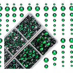 4000pcs Mixed Size Hot Fix Round Crystals Gems Glass Stones Hotfix Flat Back Rhinestones (Emerald) - color: Emerald, size: 4000 Count (Pack of 1)