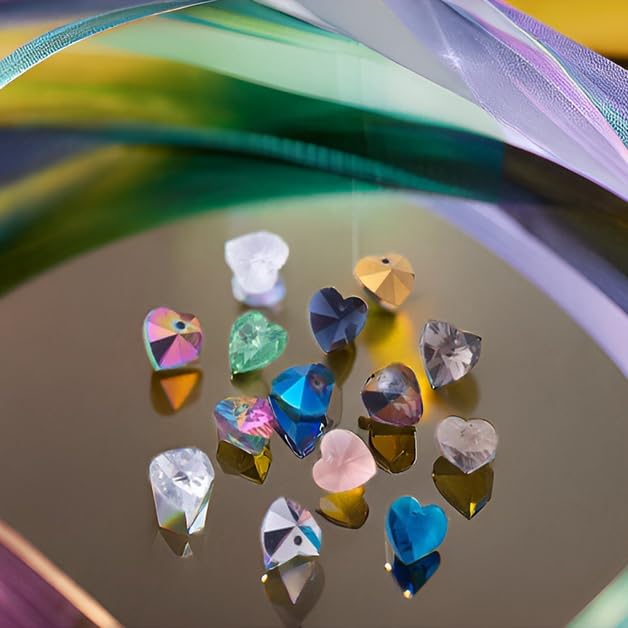 Ipotkitt 200 Pcs Colorful Glass Faceted Heart Charms Romantic Valentines Love Crystal Heart Shaped Charms for DIY Craft Jewelry Making Findings - color: 200pcs-Faceted Heart Charms-14x14x8mm