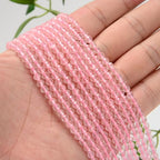 AD Beads Natural Gemstone Diamond-Cut Micro-Faceted Round Tiny 4mm Small Round for DIY Necklace Jewelry Making Beads (Rose Quartz) - color: Rose Quartz