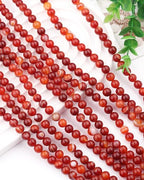 Natural Stone Beads 8mm Polished Round Smooth Gemstone Beads for Jewelry Making Supplies 15 Inch(45 Beads) (Red Stripes) - color: Red stripes-45pcs