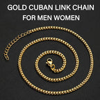 WomenGifts Cuban Link Chain Necklace for Women, Waterproof 14k Gold Silver Plated Chain Choker, Non Tarnish Stainless Steel Jewelry, 3.5/5/6/8/11mm,14/16/18 Inch Thin&Chunky&Thick - color: Gold, style: 3.5MM-18"