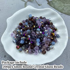 200pcs 6mm Round Crystal Glass Beads Round Faceted Spacer Beads for Jewelry Making Bracelet Earring Necklace Wind Chimes Suncatchers DIY Craft Making Supplies(Purple Series) - color: Purple Series, size: 6mm