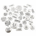30pcs Inspiration Words Charms Craft Supplies Mixed Pendants Beads Charms Pendants for Crafting Jewelry Findings Making Accessory for DIY Necklace Bracelet (Antique Silver)