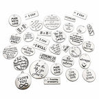 30pcs Inspiration Words Charms Craft Supplies Mixed Pendants Beads Charms Pendants for Crafting Jewelry Findings Making Accessory for DIY Necklace Bracelet (Antique Silver)
