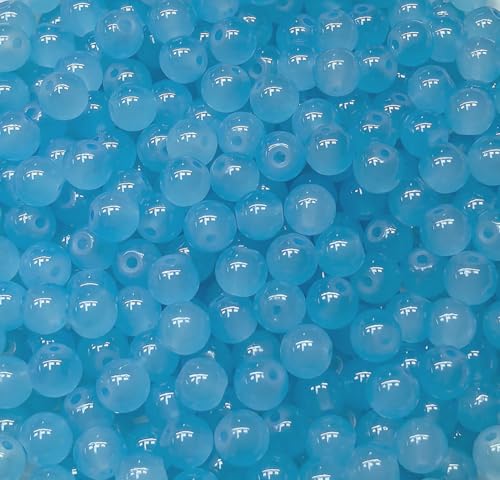 200PCS Glass Beads 8mm Glass Beads for Bracelets Necklaces Jewelry Making DIY Crafts (Light Sky Blue) - color: 3Light Sky Blue