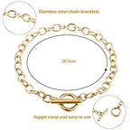 Hicarer 45 Pieces Bracelet Chains with OT Toggle Clasp Stainless Steel Bracelet Link Chains DIY Jewelry Making Supplies for Women Jewelry Crafts(Gold) - color: Gold
