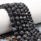 35pcs 10mm Natural Stone Beads Black Larvikite Beads Energy Crystal Healing Power Gemstone for Jewelry Making, DIY Bracelet Necklace - color: Black Larvikite, size: 10mm