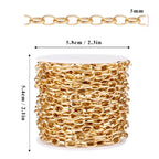 33FT Gold Paperclip Chains Roll, 5mm Aluminum Cable Link Chain Spool Bulk for DIY Crafts Jewelry Making - color: gold, size: 5MM
