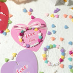 BeYumi DIY Bracelet Craft Kit - 24 Pack Mother's Day LOVE Letter Beads Bracelets with Heart Greeting Cards and Bags Thankful Craft Kit to Mother Grandma School Classroom Party Fun Activities Ages 6-12 - style: LOVE