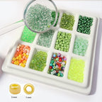 11200pcs Glass Seed Beads for DIY Crafting Bracelet Necklace Embroidery Jewelry Making Supplies (3mm, 400pcs/Color, 28 Colors, Green Scheme) - color: Green