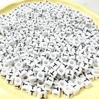 500Pcs White Square Letter Beads T 6X6mm Individual Cube Alphabet Beads for Friendship Bracelets Making - color: Square - T