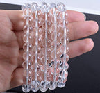 Angelstones Handmade Natural Healing Gemstone 8mm Round Beads Stretch Crystal Bracelet 7 Inch Unisex - color: Clear Quartz
