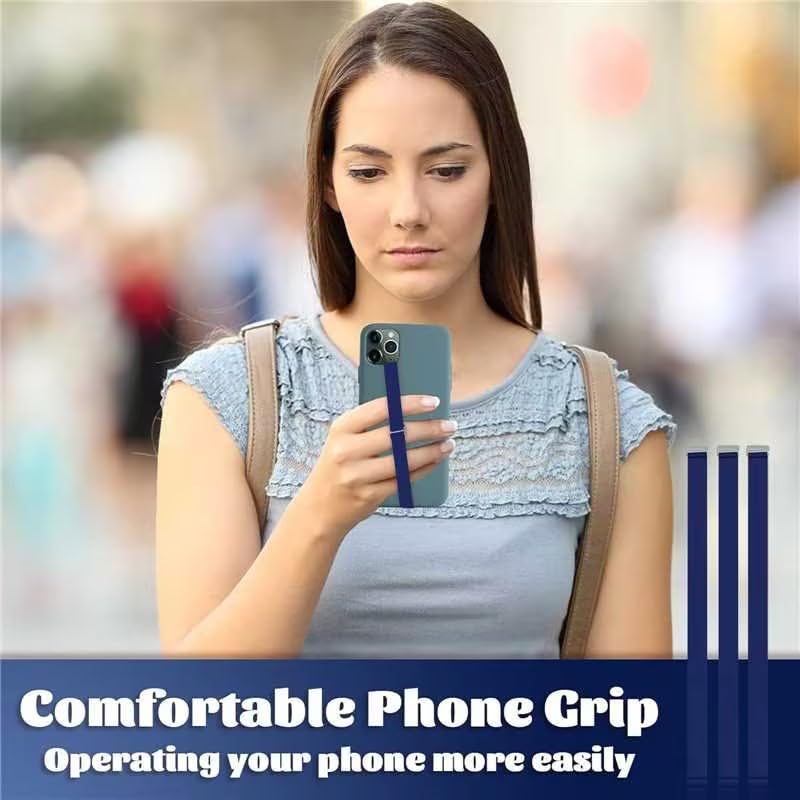 TEAMOLA Silicone Phone Grip Strap - Navy 230 Phone Hand Strap Holder with Loop for Cell Phones, iPhone Grip, Finger Holder & Back of Phone Grips, Secure Anti-Slip Grip(3 Packs) - color: 230, 3 Navy